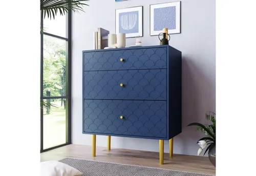 STILVORA Sideboard mit 3 Schubladen – Eleganter Flurschrank im Fischschuppenmuster