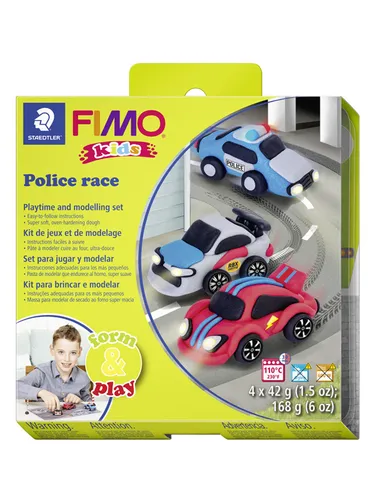Set Mod.clay Fimo kids F P P. Race - 4 Stück Knete von Staedtler, ideal für kreative Kinderprojekte und sicheres Spielen