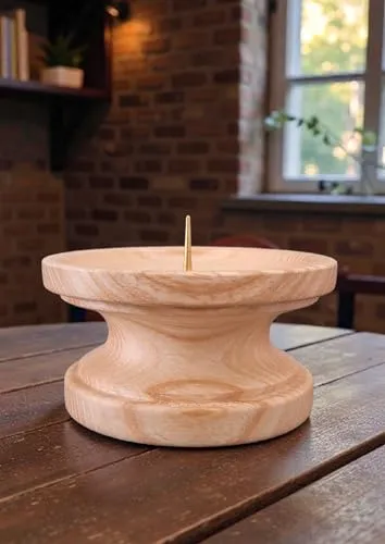 gedrechselter Leuchter Kerzenständer helles Holz (Ahorn) Lüster Kerzenleuchter, für Kerzen von max. 8 cm Durchmesser, Kerzenhalter, Holzkerzenständer, Holzkerzenhalter, Kerzenhalter