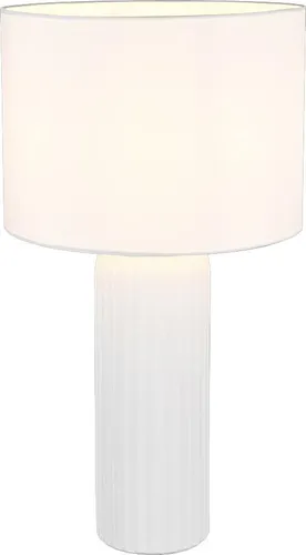 Elegante Tischleuchte Beistelllampe aus Keramik - Tischleuchte in stilvollem weiß, 51 cm hoch, mit E27 Fassung und praktischem Schnurschalter – ideal für Nachttische oder gemütliche Leseecken.