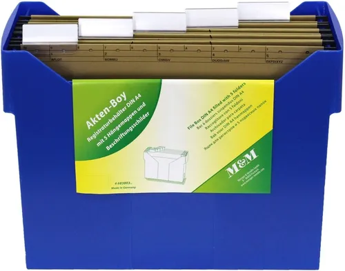 Metzger & Mendle Aufbewahrungsbox Akten-Boy A4 inkl. 5 Hängemappen basic-blau