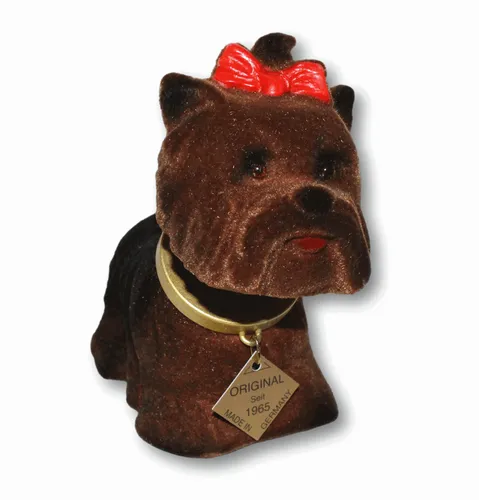 Wackel Figur Hund Yorkshire Terrier Wackelfigur H 12,5 cm klein Figur Wackelkopf