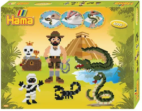 Hama Perlen 3154 Geschenk-Set Abenteuer - ca. 4.000 bunte Midi Bügelperlen, fördert Kreativität und Feinmotorik für Kinder ab 5 Jahren