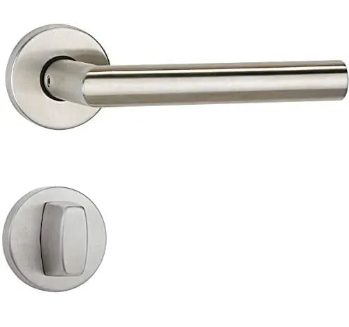 Hermat ZT-Rosettengarnitur Basic 02 | BB, PZ, WC | Türstärke: 38-43mm | Edelstahl matt (WC: Bad)