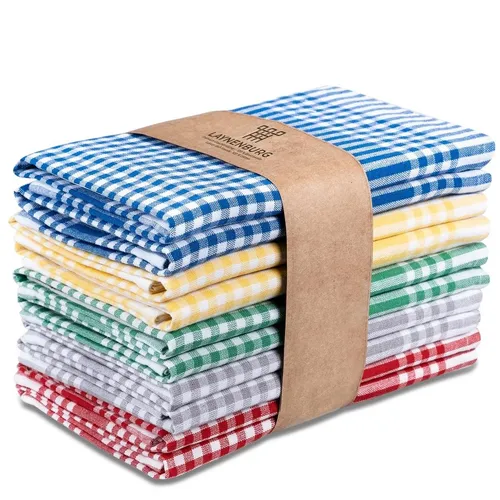 Laynenburg Geschirrtuch 10er Set Premium Geschirrtücher aus Baumwolle 45x65 cm fusselfrei, (10-tlg), Küchentücher fusselfrei & modern Vintage Küchenhandtücher