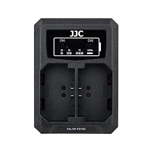 JJC USB Dual Ladegerät Akkulader für Sony FX3 FX30, A6700, A6600, A9III, A7CII, A7CR, A7C, A7RV, A7RIVA A7RIV A7RIIIA A7RIII, A7IV A7III, A7SIII, A1, A9II, A9 Kameras für Sony NP-FZ100 Akku