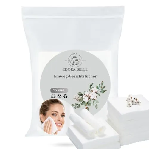 Edora Belle Einweg Abschminktücher & Gesichtstücher Set – 60 Stück + 10 Komprimierte Handtücher – Make-up Entferner, Hygienisch, Saugfähig, Weich, Ideal für Reisen & Gesichtspflege