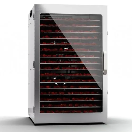 Klarstein Dörrgerät 1500W Edelstahl-Dörrautomat - Dörrautomaten für gesunde Snacks: 16 spülmaschinenfeste Metallgitter, 24H Timer und Touch-Display für einfache Bedienung und optimale Trocknungstemperatur.