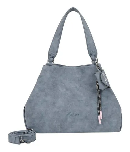 Fritzi aus Preussen Bitzi03 Jive Shopper Blue Grey - Damen-Henkeltaschen, stylischer Shopper mit geräumigem Innenraum für Alltag und kleine Einkäufe, Maße: 52 x 32 x 4 cm.