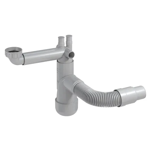 PREVEX Flexloc Universal-Platzspar-Siphon für Küchenspüle - Platzsparender Siphon für Küchenspülen, auslaufsicher und einfach zu installieren – ideal für kleine Küchen und flexible Anschlussmöglichkeiten.