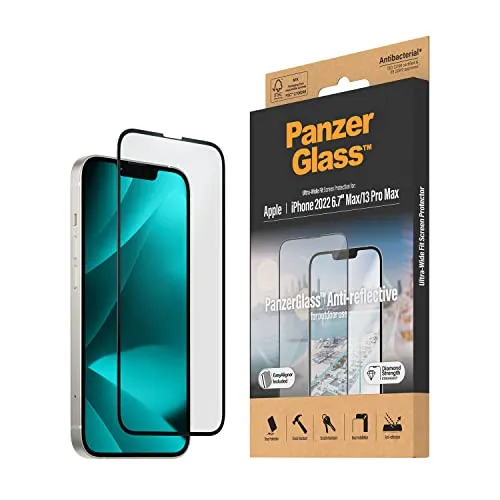 PanzerGlass™ Anti-Reflective Displayschutz für iPhone 14 Plus | 13 Pro Max - Schutzfolien für Handys - Kratzfestes, entspiegeltes Schutzglas mit Matter Oberfläche für klare Sicht und vollständige Abdeckung, ideal für iPhone 14 Plus und 13 Pro Max.