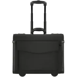 Dermata Pilotenkoffer mit 2 Rollen aus Nylon - Robuster Aktenkoffer für Geschäftsreisende mit fünf Fächern, einem herausnehmbaren Laptopfach für Geräte bis 17 Zoll und praktischen Steckfächern für schnellen Zugriff.