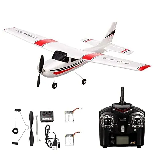 efaso WLToys F949 3-Kanal RC Flugzeug Cessna-182 - Ferngesteuertes Flugzeug aus robustem EPO-Material, perfekt für Einsteiger, inklusive 2 Akkus für längeren Flugspaß.