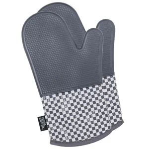 LauterSchutz Ofenhandschuh LS102, grau, bis 250°C hitzebeständig, aus Silikon, rutschfest, 2 Stück