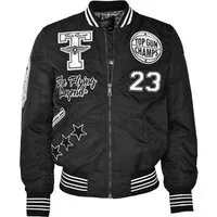 Top Gun Herren Bomberjacke Tg22032 Black, L - Funktionsjacke im Top Gun Style mit originalen Patches, ideal für Fans des Films und perfekt für lässige Outfits.