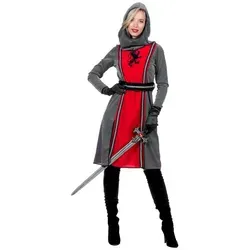 Metamorph Ritter-Kostüm Mittelalter Ritterkleid grau-rot rot 38