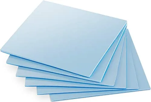 Poppstar 6X Wärmeleitpad 50x50 mm mit 6 W/mk Wärmeleitfähigkeit (3 Stärken, je 2 Stück 0,5mm / 1mm / 1,5mm) Farbe blau