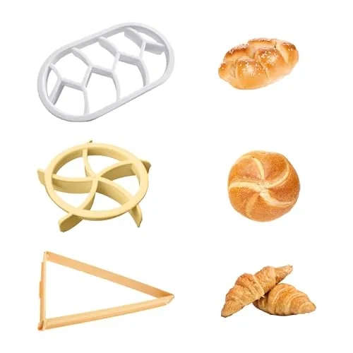 3-Teiliger Brotbackautomat, Brotform, Croissantform, Backwerkzeuge, Brotschneider, Kunststoffform, Croissantschneider (Rund + Oval + Dreieckig)