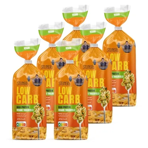 STEINER´s Low Carb High Protein Tagliatelle | 95% weniger Kohlenhydrate | 49g Protein | ballaststoffreich, (STEINER's High Protein Tagliatelle, 6x250g)