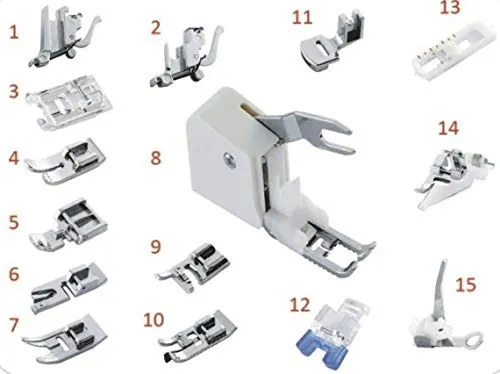 Gritzner Nähmaschinen Füßchenset 15-teilig - Nähfüße Set in Hartplastik-Box, passend für viele Nähmaschinen, inklusive vielseitiger Füße für kreative Projekte.