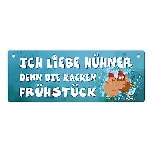 Ich liebe Hühner, denn die kacken Frühstück Metallschild lustiges Metallschild als Dekoration in der Küche für einen Liebhaber von Eierspeisen