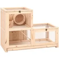 vidaXL Hamsterkäfig 81x40x60 cm aus Massivholz - Kleintiergehege & Käfige für draußen, robuster Käfig aus Tannen-Massivholz mit 2 Etagen, ideal für Hamster und ähnliche Kleintiere, bietet Platz zum Spielen und einfache Reinigung.