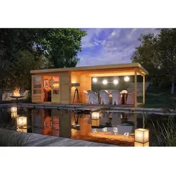 Karibu Holz-Gartenhaus Ängelholm Natur Pultdach 280x280 cm