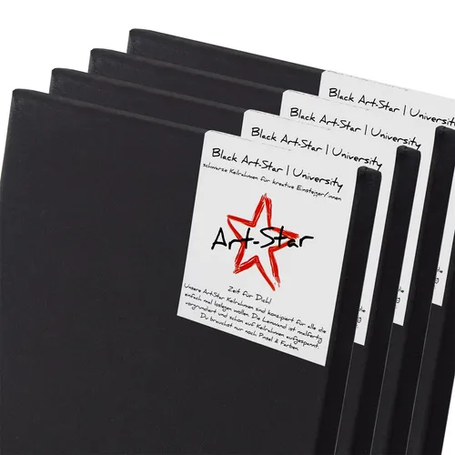 4x ART-STAR UNIVERSITY KEILRAHMEN 40x40cm - schwarze Leinwände - Set mit 4 schwarzen Keilrahmen (40x40cm) aus 100% Baumwolle, ideal für kreative Projekte. Robuster Fichtenrahmen sorgt für Stabilität und Langlebigkeit. Perfekt für Künstler und Hobbybastler.