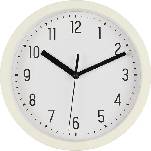 LS-LebenStil Retro Wanduhr Creme Weiß 20cm Kunststoff Analog Rund Vintage Küchen-Uhr Büro-Uhr große Ziffern leicht leise Wohnzimmer Flur Kinder-Zimmer