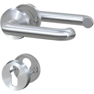 Basi 7306-2208 Rosetten-Garnitur - Türsicherungen - Edle Zimmertürbeschläge mit Drücker-Drücker Garnitur, ideal für DIN links und rechts, bietet Sicherheit und Stil für Ihre Innentüren.