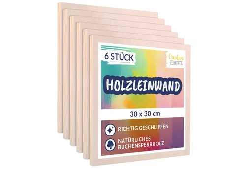 Creative Deco Holz Leinwand zum Bemalen 30 x 30 cm 6er Pack | Hochwertige Malplatten für kreative Projekte - Set aus 6 stabilen Holzleinwänden, ideal für Profis und Hobby-Maler. Perfekt für alle Maltechniken und kreativen Ideen. Entwickeln Sie Ihre künstlerischen Fähigkeiten mit diesen vielseitigen Malunterlagen.