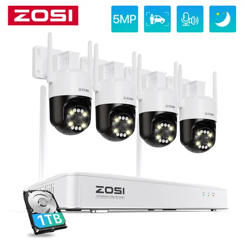 ZOSI 5MP WLAN Überwachungskamera Set Außen 8CH 1TB NVR WIFI 6 Schwenkbare Kamera