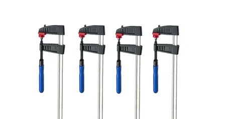 Vago-Tools 4x Schraubzwinge 1000 x 120 mm - Hochwertige Tiefspann-Schraubzwingen - Werkstatteinrichtung mit Rutschsicherung und ergonomischem Holzgriff, ideal für präzises Spannen von Holz und Metall bei Renovierungs- und Handwerksarbeiten.