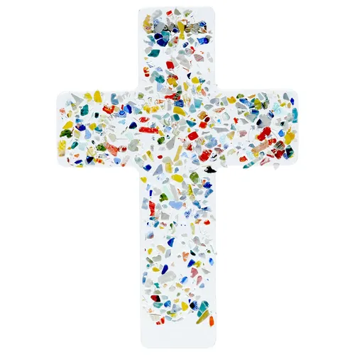 Glaskreuz 25cm aus Fusing Glas Unikat Geschenkidee Wandkreuz Kruzifix Kreuz