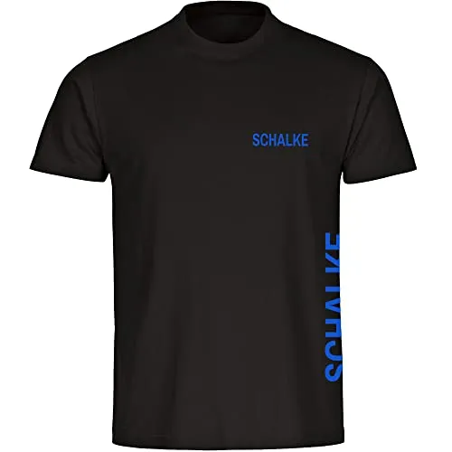 multifanshop Herren T-Shirt - Schalke - Brust & Seite - Druck blau - Männer Größe XXL schwarz
