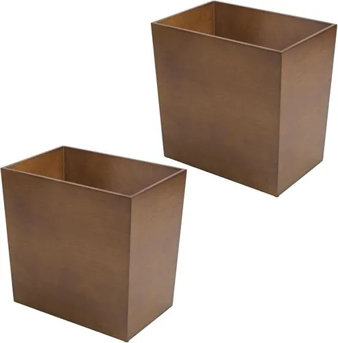 mDesign praktischer Mülleimer Küche – 2er-Set in Bambus-Optik - Küchenabfalleimer im 2er-Set, ideal für kleine Räume und Unterschränke. Stilvolles Design in Bambus-Optik, perfekt für Bad, Büro und Küche.