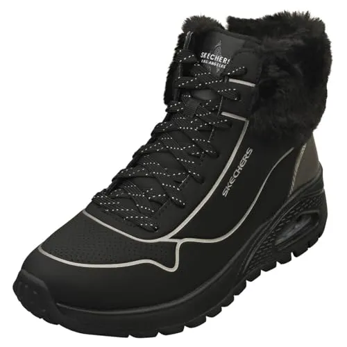Skechers Damen UNO Rugged Stiefelette, Schwarz, 39 EU - Wanderschuhe mit Skech-Air Obermaterial aus Kunstfell und luftgekühltem Memory-Schaum für optimalen Komfort und Unterstützung.
