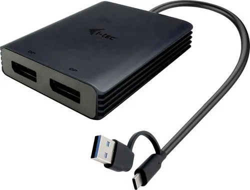 I-tec USB Adapter [1x USB-C, USB-A - 2x DisplayPort] Dual 4K Video - Webcams - Erweitern Sie Ihren Desktop mit zwei 4K-Monitoren für optimale Produktivität und Multitasking. Ideal für Designer und Grafiker.