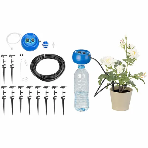 Royal Gardineer Automatische Urlaubs-Bewässerungsanlage für 10 Zimmerpflanzen - Tröpfchenbewässerungsbausatz für bis zu 10 Zimmerpflanzen, individuell einstellbare Bewässerungsfrequenz und -dauer, flexibler Einsatz mit Eimer oder Flasche, ideal für den Urlaub.