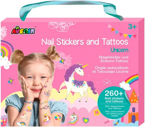 Avenir Kreativset Kinder-Nagelsticker & Tattoos Einhorn