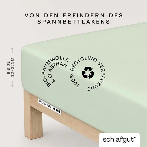 schlafgut »Premium« Bio-Spannbettlaken XL 643 Green Light - Hochwertiges Spannbetttuch aus Bio-Baumwolle, sorgt für optimalen Schlafkomfort und ein gesundes Schlafklima.