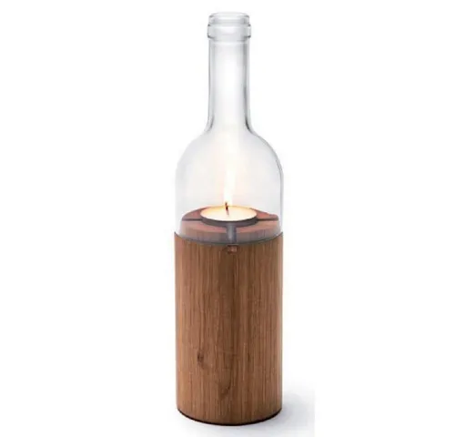 Windlicht WeinLicht von Caritas Wendelstein - Designer Jette Scheib, 28 cm - Medizinischer Bedarf - Elegantes Windlicht aus geöltem Eichenholz mit klarem Glas, ideal für stimmungsvolle Beleuchtung und Unterstützung von Caritas-Projekten.