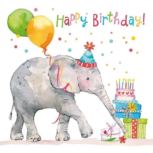 Servietten Birthday Elephant Elefant Geburtstag Geschenke Kinder Tier 33x33cm 20