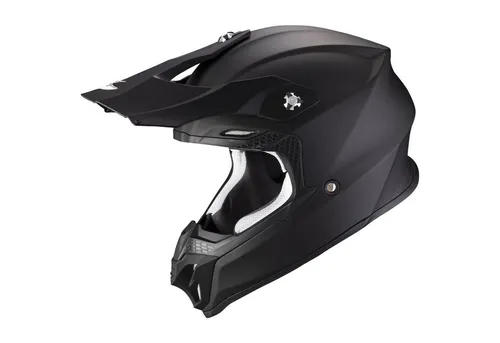 Scorpion VX-16 Evo Air Solid Motocrosshelm - Matt-Schwarz - XS - Motorradhelm mit AirFit™ aufblasbaren Wangenpolstern für individuelle Passform und Kwikwick® 2 Innenfutter für optimalen Komfort bei jedem Wetter.