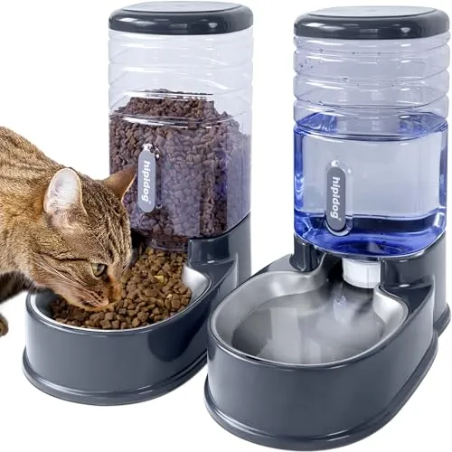 Automatischer Futterspender und Wasserspender für Haustiere, 3,8 l, Grau
