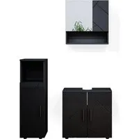 Vicco Badmöbel Set Irma mit Spiegelschrank und Unterschrank - Badmöbel-Set mit hochwertiger Melaminharzbeschichtung, strapazierfähig und pflegeleicht. Ideal für ein elegantes Badezimmer mit praktischen Stauraumlösungen.