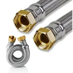 TUCAI Flexschlauch Edelstahl Trinkwasser Panzerschlauch 1/2 Zoll DN13 300mm silberfarben 0.3 m