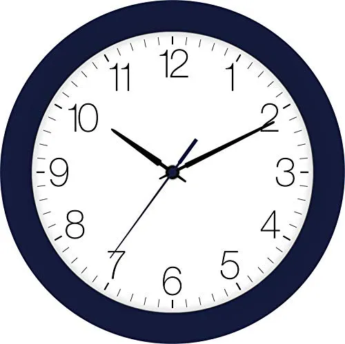 Eurotime Funkwanduhr, 30 cm, Dunkelblau Indigo, Kunststoffgehäuse, gewölbtes Echtglas, automatische Zeitein- und Zeitumstellung von Sommer- und Winterzeit, klares Zifferblatt, 52800-08-5