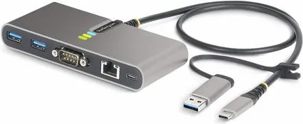 StarTech.com 2-Port USB-C/USB-A Hub - USB Hub mit 2x USB 3.2 Gen 1, GbE und RS232 Serial, ideal für Desktop-Anwendungen und zur Erweiterung Ihrer Anschlussmöglichkeiten.