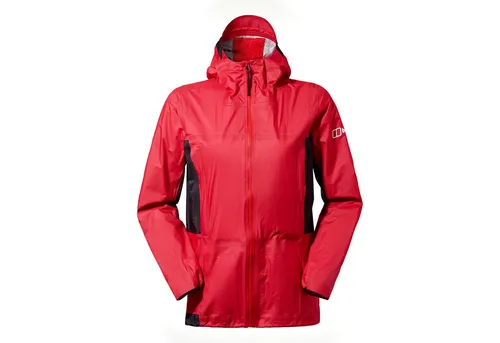 Berghaus W MTN Guide Hyper Alpha Jacket Rot/Schwarz (UK 12) - Leichte Damenjacke für Outdoor-Aktivitäten mit hervorragendem wasserdichten Schutz und Atmungsaktivität. Ideal für intensive Einsätze dank temperaturregulierender Isolierung und klettergurtkompatibler Taschen.